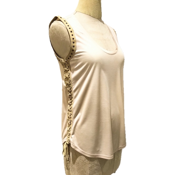 Salvatore Ferragamo Silk Sleeveless Top with Suede Leather Tie Detail - Picture 3 of 8